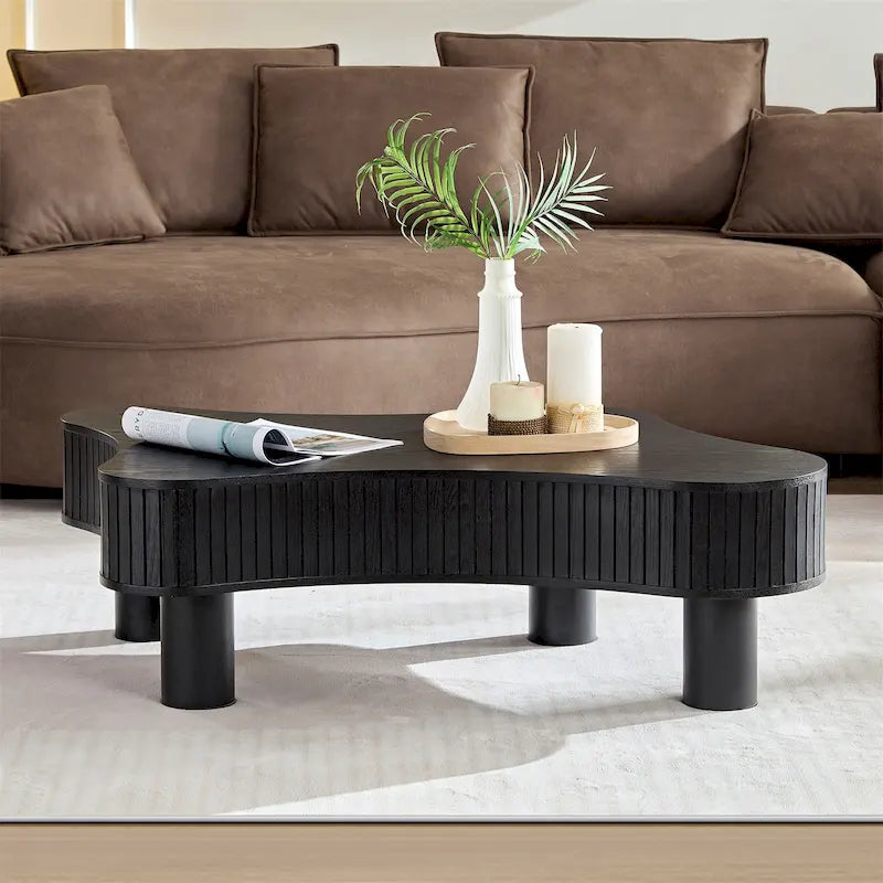 Table basse tambour moderne en bois de 42,52 pouces
