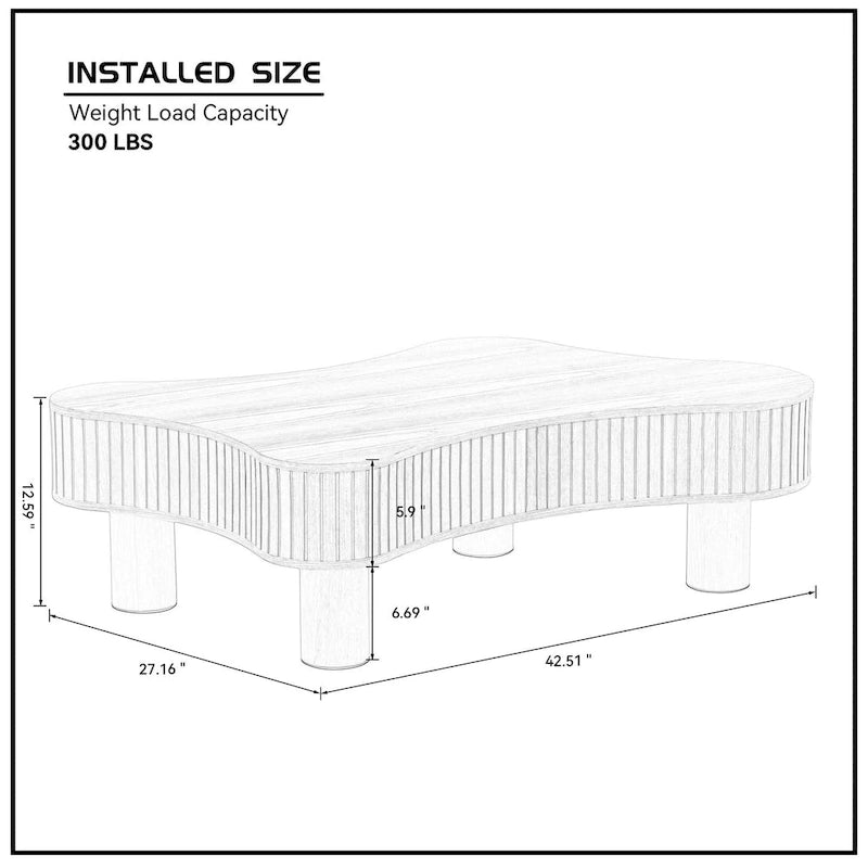 Table basse tambour moderne en bois de 42,52 pouces