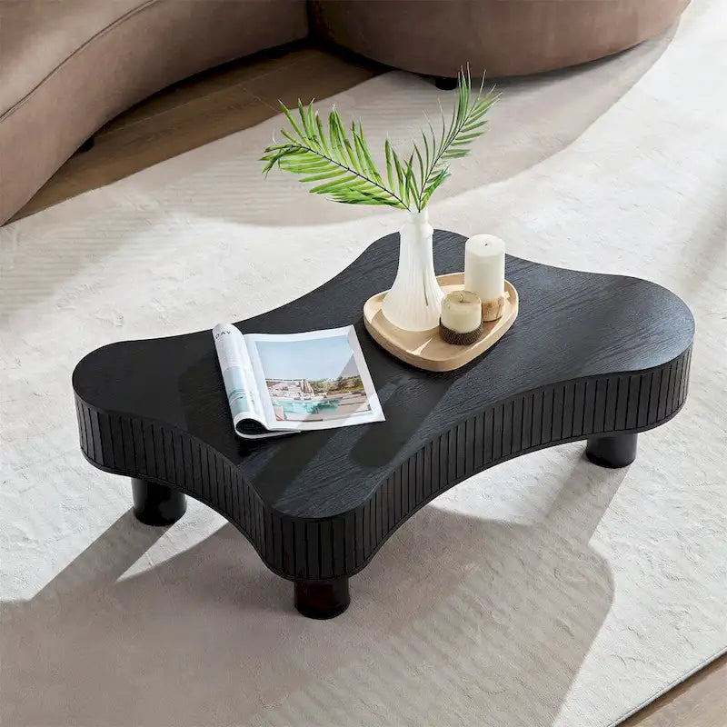 Table basse tambour moderne en bois de 42,52 pouces