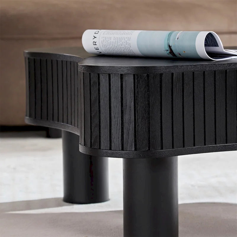 Table basse tambour moderne en bois de 42,52 pouces