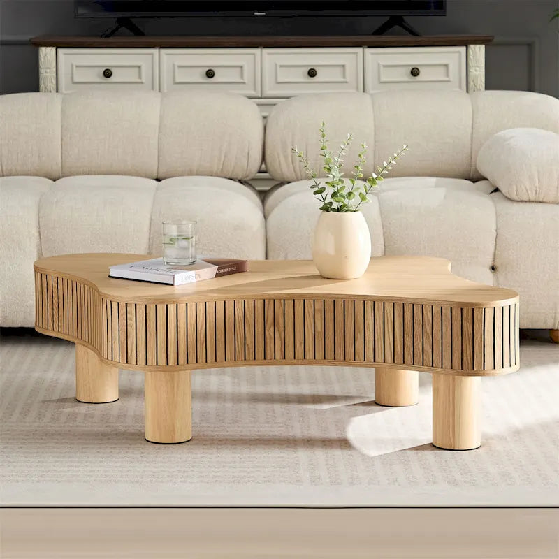 Table basse tambour moderne en bois de 42,52 pouces