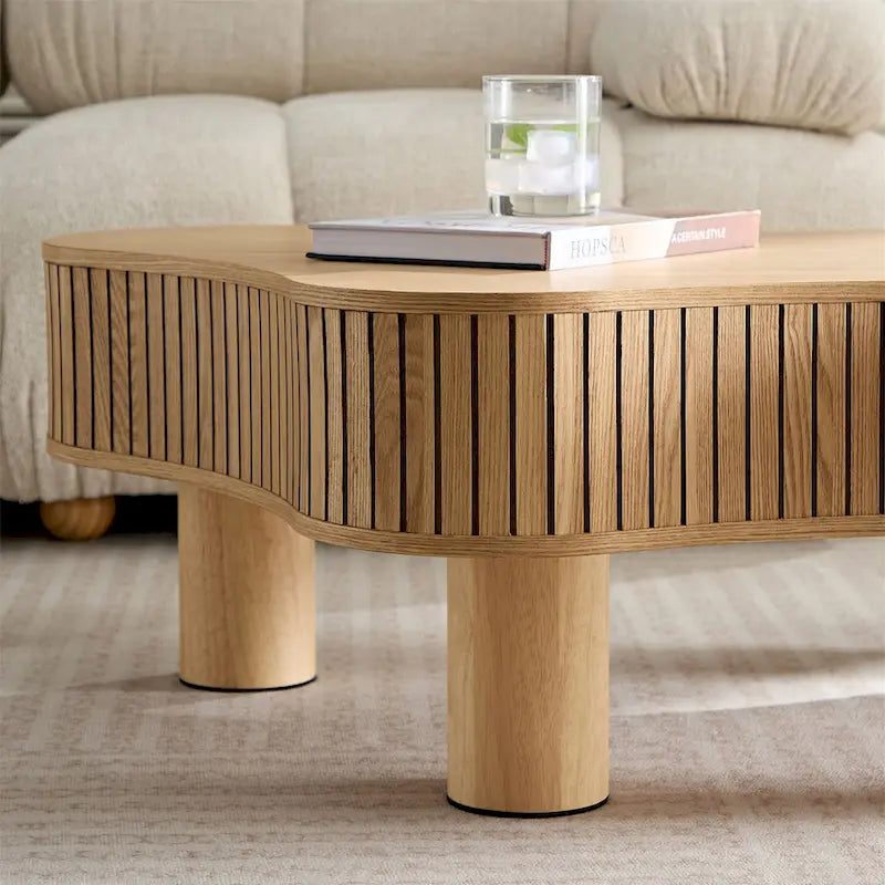 Table basse tambour moderne en bois de 42,52 pouces