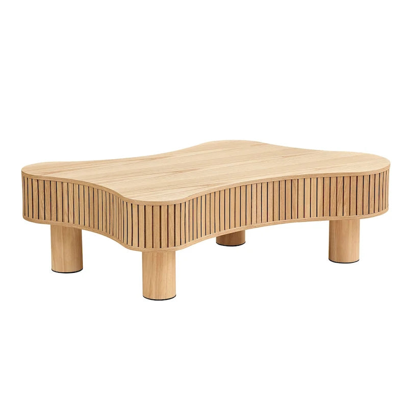 Table basse tambour moderne en bois de 42,52 pouces