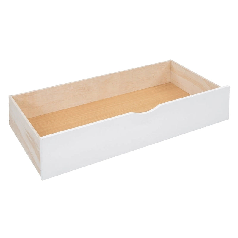Lit de repos double en bois avec tiroirs de rangement, étagère et placard