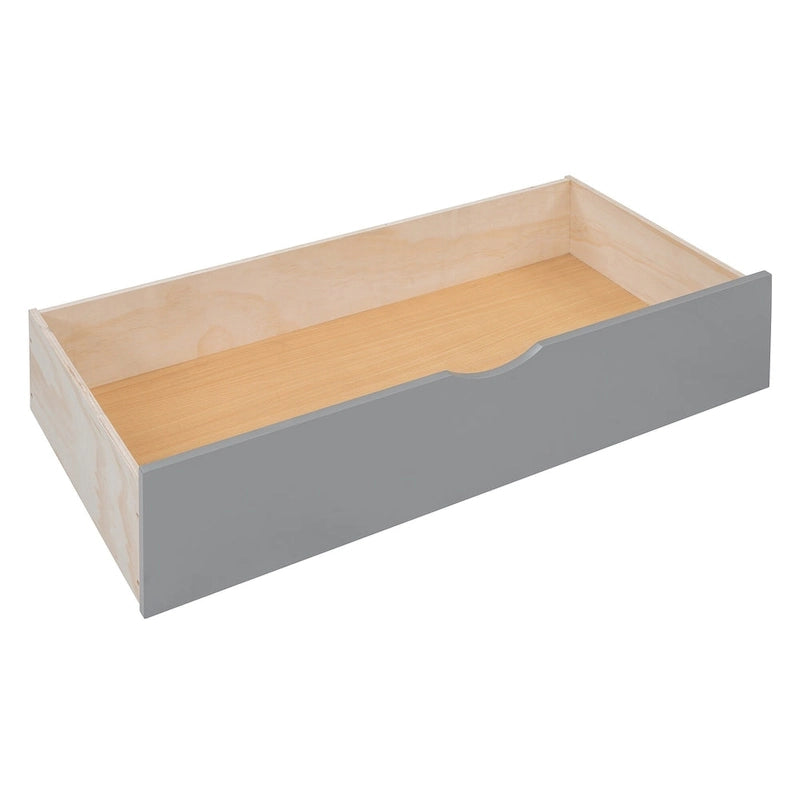 Lit de repos double en bois avec tiroirs de rangement, étagère et placard