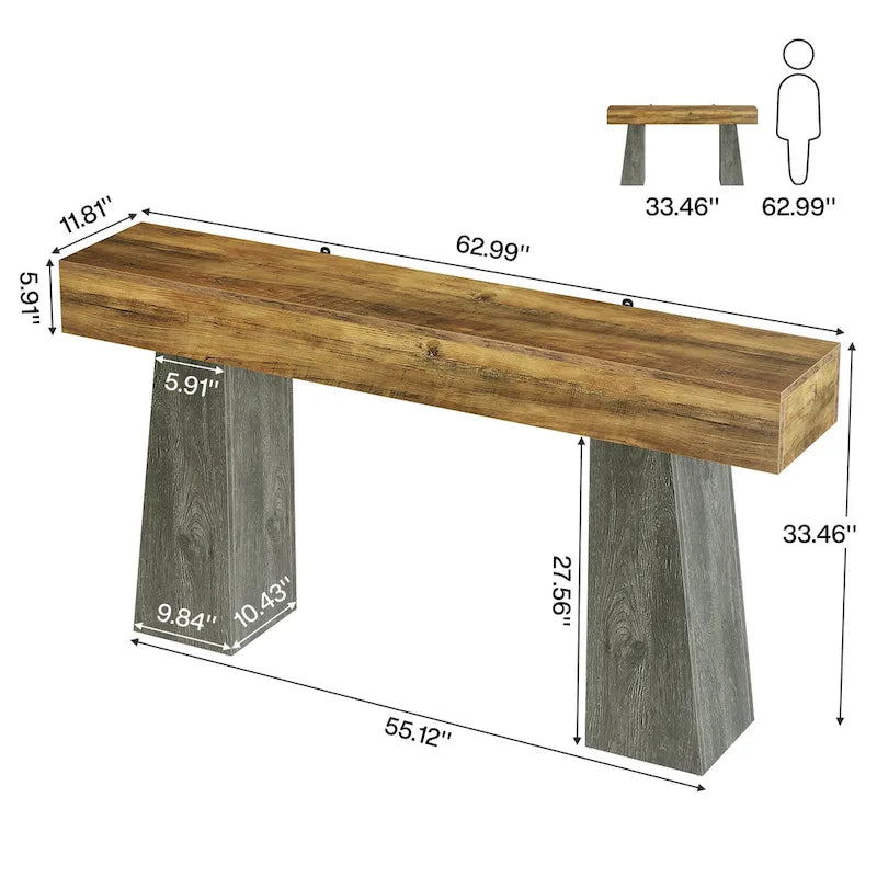 Console en bois de 63 pouces pour entrée et couloir
