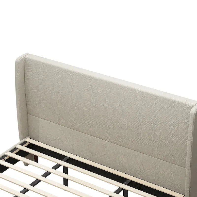 Lit King size avec pieds en bois massif et 12 lattes de support