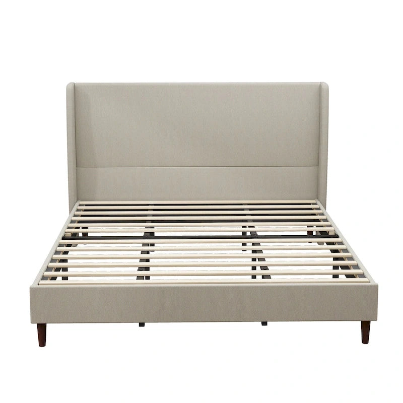 Lit King size avec pieds en bois massif et 12 lattes de support
