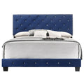 Velvet Tufted Faux Jewel Upholstered Full Panel Bed - 77 - Blue