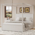 Lit baldaquin Queen Size avec lit gigogne et 3 tiroirs de rangement