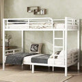 Lit superposé double XL en métal pour adolescents et adultes – Gain de place, réduction du bruit, pas besoin de sommier tapissier, blanc