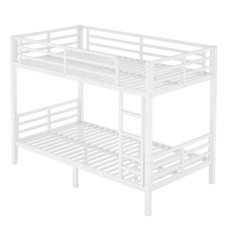 Lit superposé double XL en métal pour adolescents et adultes – Gain de place, réduction du bruit, pas besoin de sommier tapissier, blanc
