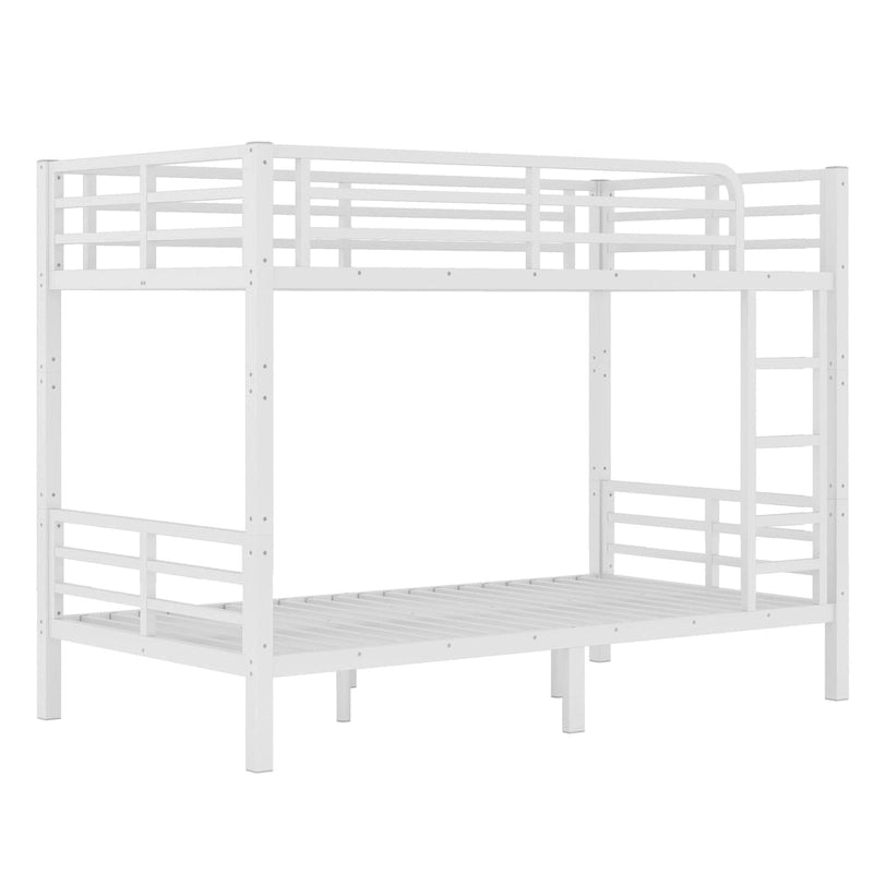 Lit superposé double XL en métal pour adolescents et adultes – Gain de place, réduction du bruit, pas besoin de sommier tapissier, blanc