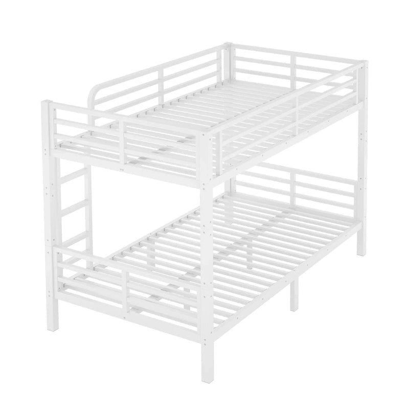 Lit superposé double XL en métal pour adolescents et adultes – Gain de place, réduction du bruit, pas besoin de sommier tapissier, blanc