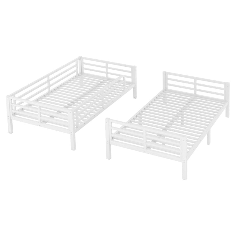 Lit superposé double XL en métal pour adolescents et adultes – Gain de place, réduction du bruit, pas besoin de sommier tapissier, blanc