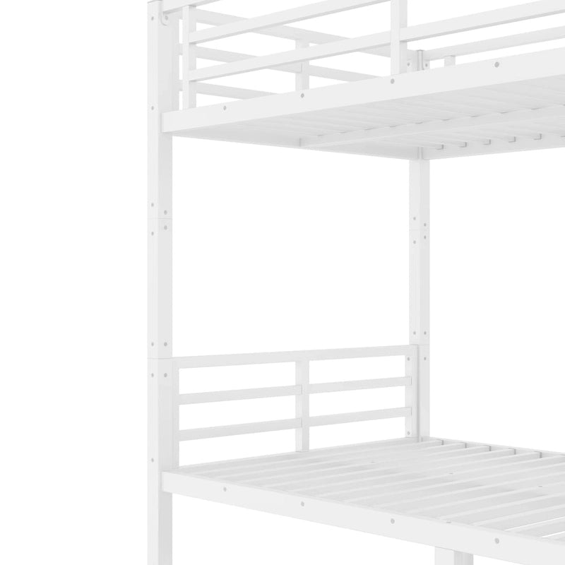 Lit superposé double XL en métal pour adolescents et adultes – Gain de place, réduction du bruit, pas besoin de sommier tapissier, blanc