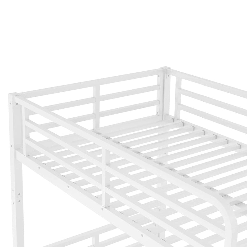 Lit superposé double XL en métal pour adolescents et adultes – Gain de place, réduction du bruit, pas besoin de sommier tapissier, blanc