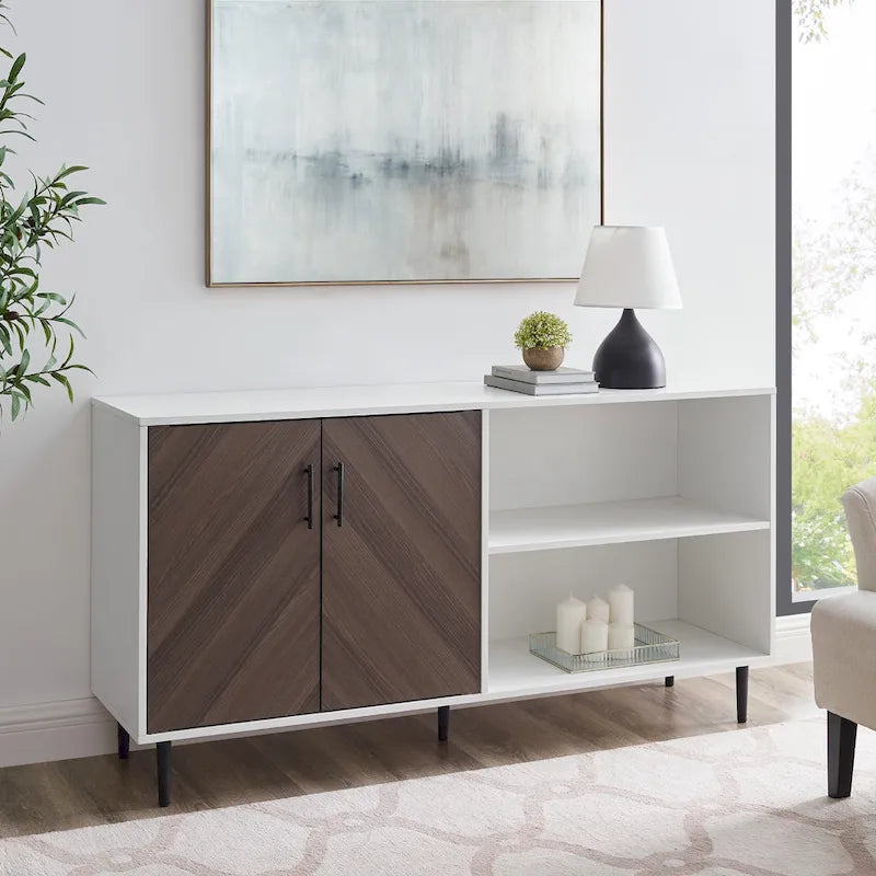 Meuble TV 147 cm avec placage bois assorti