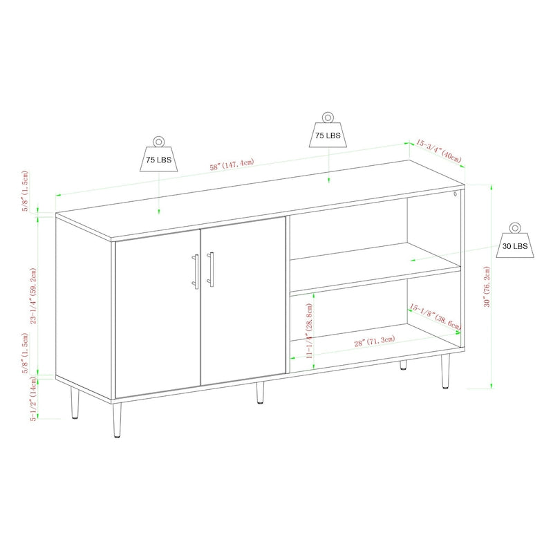Meuble TV 147 cm avec placage bois assorti