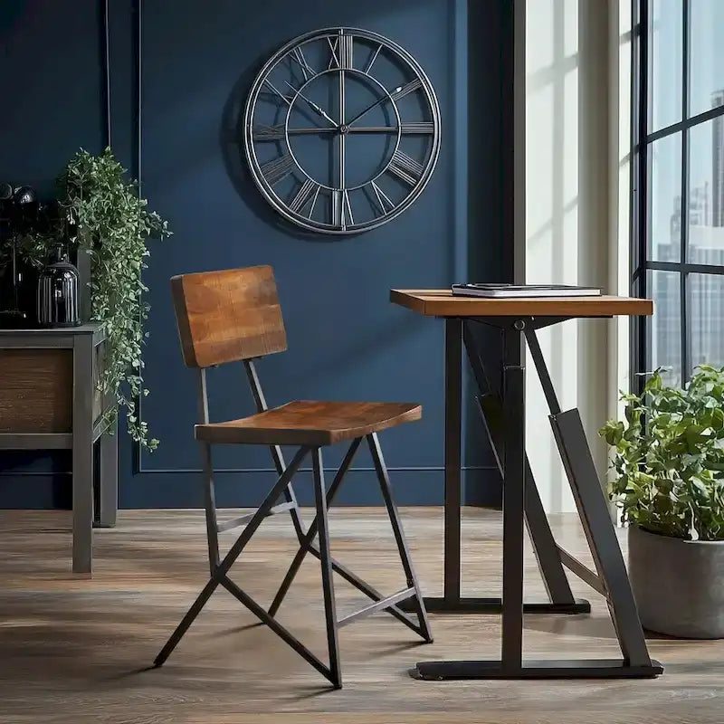 Tabouret de comptoir en bois recyclé