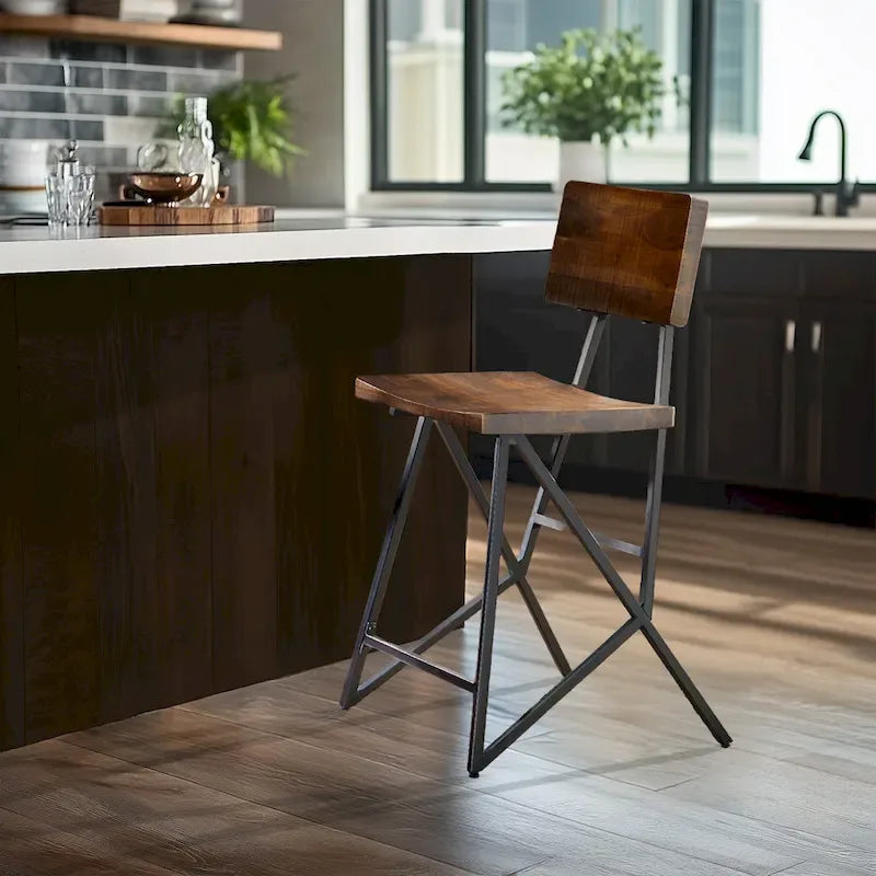 Tabouret de comptoir en bois recyclé