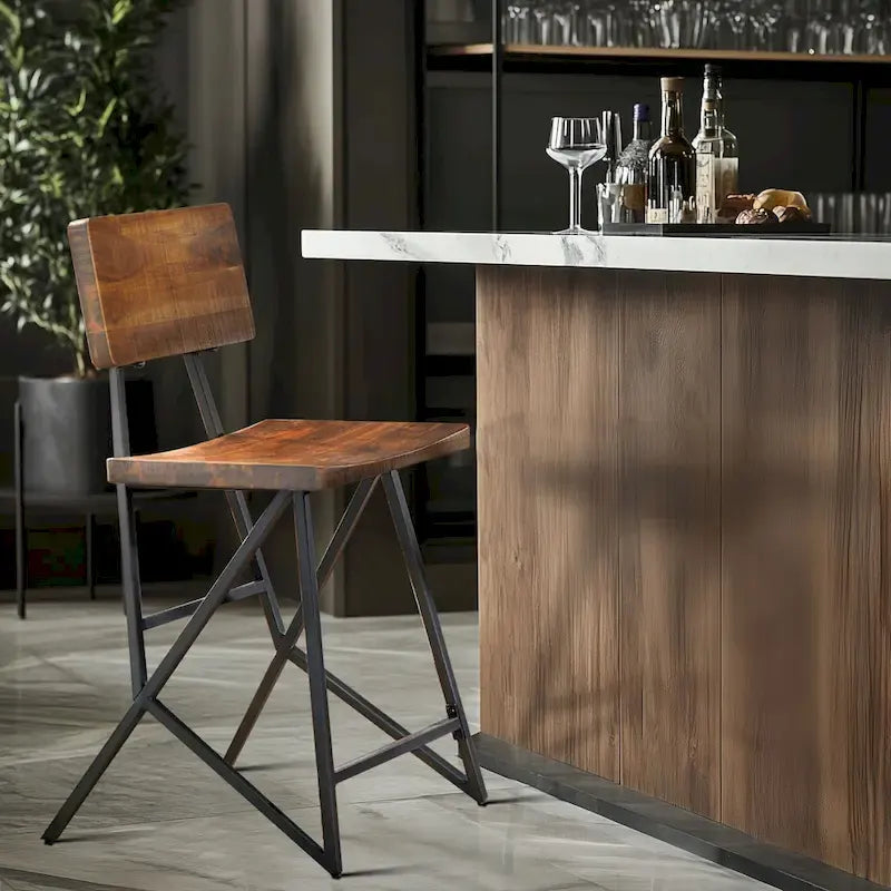 Tabouret de comptoir en bois recyclé