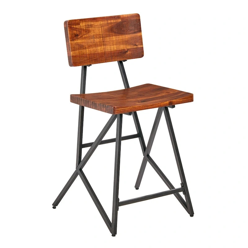 Tabouret de comptoir en bois recyclé
