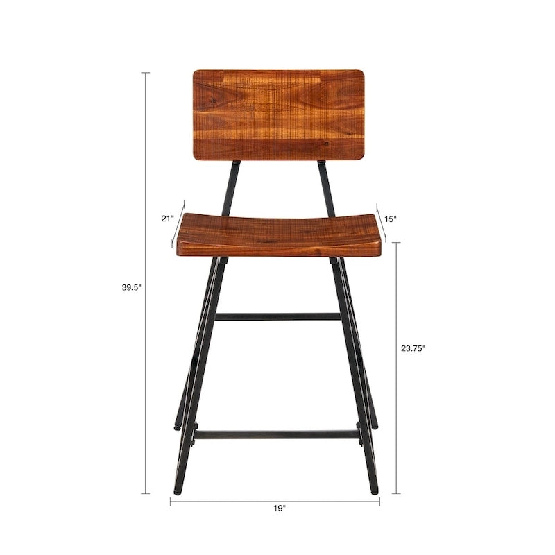 Tabouret de comptoir en bois recyclé