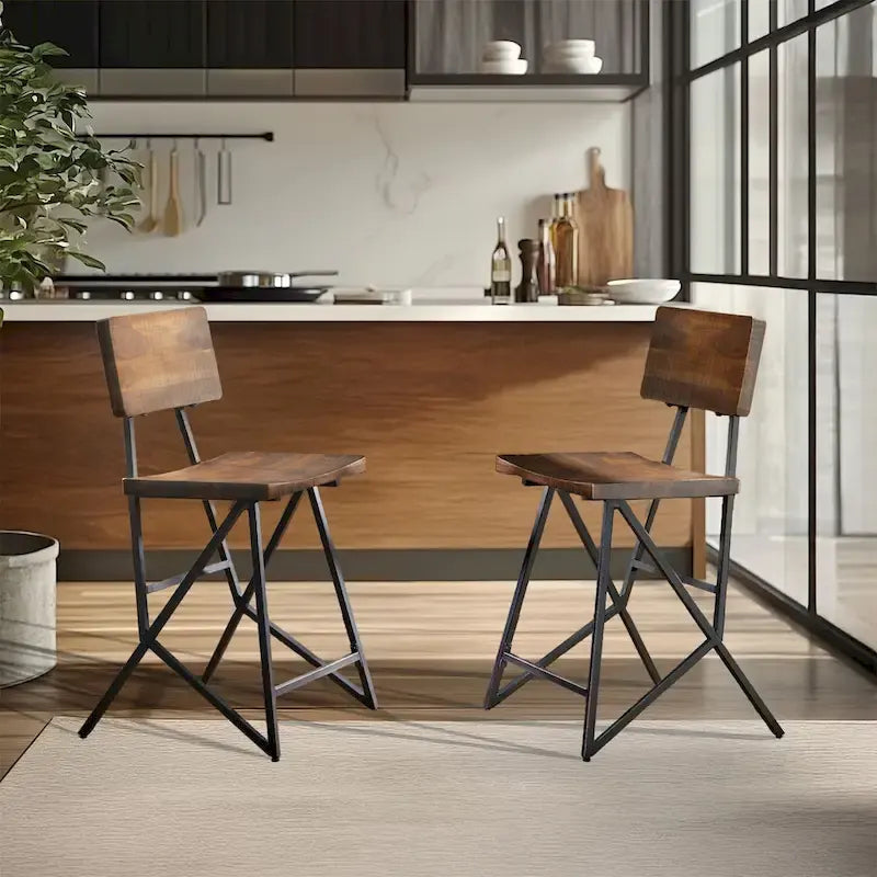 Tabouret de comptoir en bois recyclé