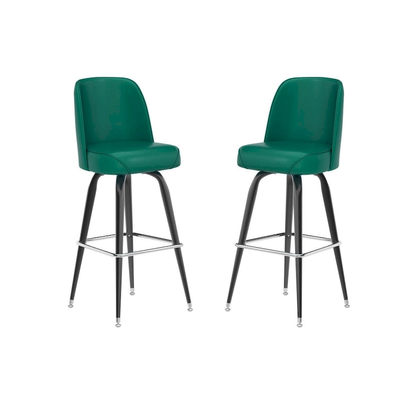 Lot de 2 tabourets de bar en métal avec siège baquet pivotant en vinyle et repose-pieds