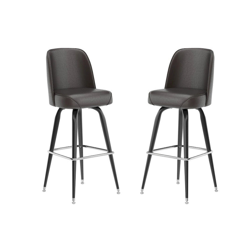 Lot de 2 tabourets de bar en métal avec siège baquet pivotant en vinyle et repose-pieds