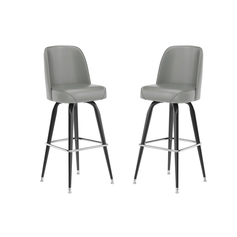 Lot de 2 tabourets de bar en métal avec siège baquet pivotant en vinyle et repose-pieds