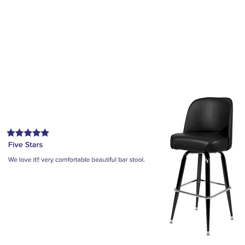 Lot de 2 tabourets de bar en métal avec siège baquet pivotant en vinyle et repose-pieds