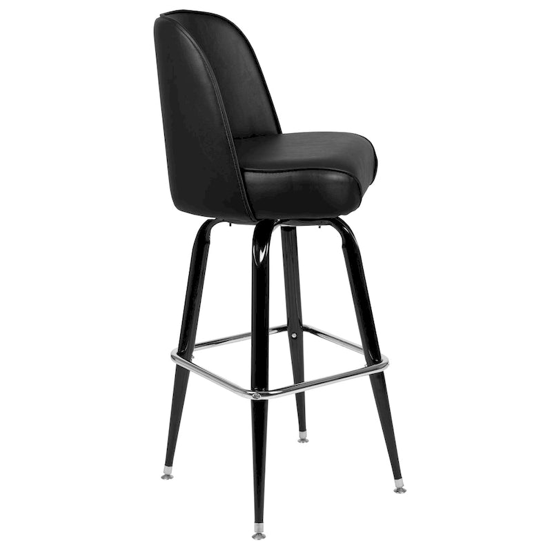 Lot de 2 tabourets de bar en métal avec siège baquet pivotant en vinyle et repose-pieds