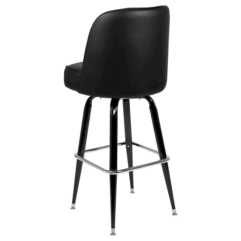 Lot de 2 tabourets de bar en métal avec siège baquet pivotant en vinyle et repose-pieds