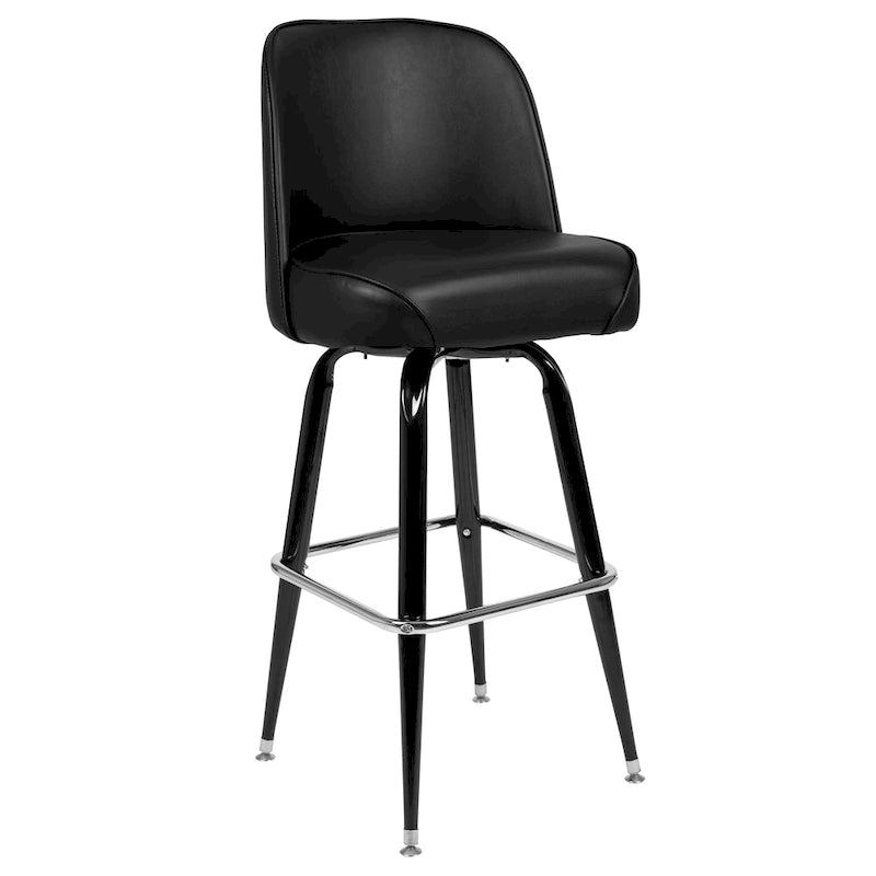 Lot de 2 tabourets de bar en métal avec siège baquet pivotant en vinyle et repose-pieds