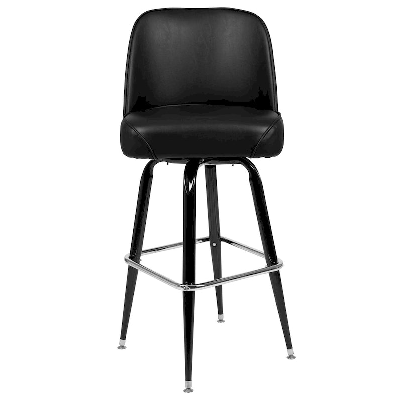 Lot de 2 tabourets de bar en métal avec siège baquet pivotant en vinyle et repose-pieds