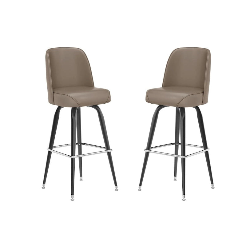 Lot de 2 tabourets de bar en métal avec siège baquet pivotant en vinyle et repose-pieds