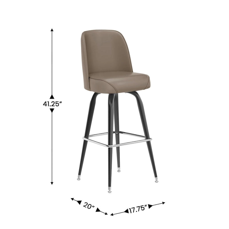 Lot de 2 tabourets de bar en métal avec siège baquet pivotant en vinyle et repose-pieds
