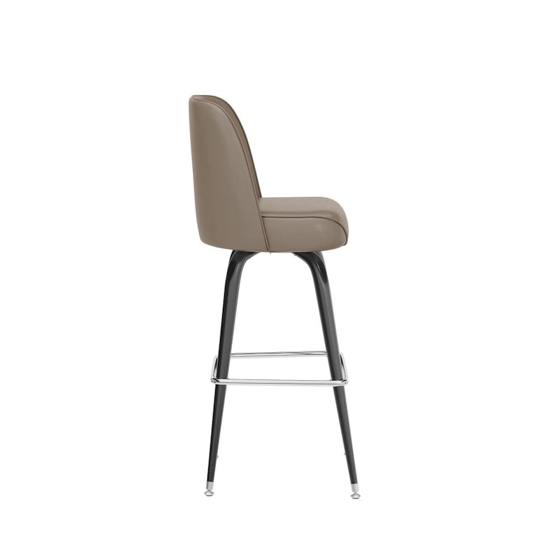 Lot de 2 tabourets de bar en métal avec siège baquet pivotant en vinyle et repose-pieds