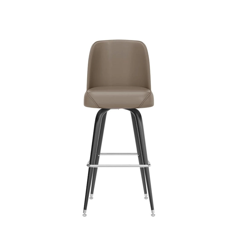 Lot de 2 tabourets de bar en métal avec siège baquet pivotant en vinyle et repose-pieds