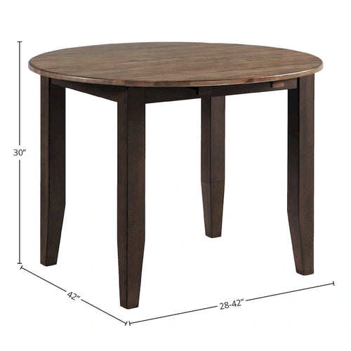Table de salle à manger ronde à rabats 42" - Noir et Noyer
