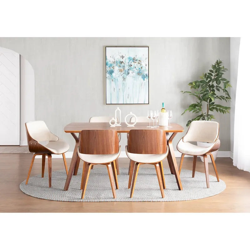 Chaise de salle à manger capitonnée d'appoint style Mid-Century Modern