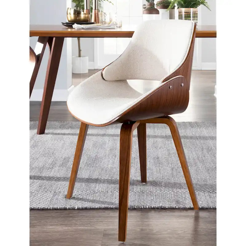 Chaise de salle à manger capitonnée d'appoint style Mid-Century Modern
