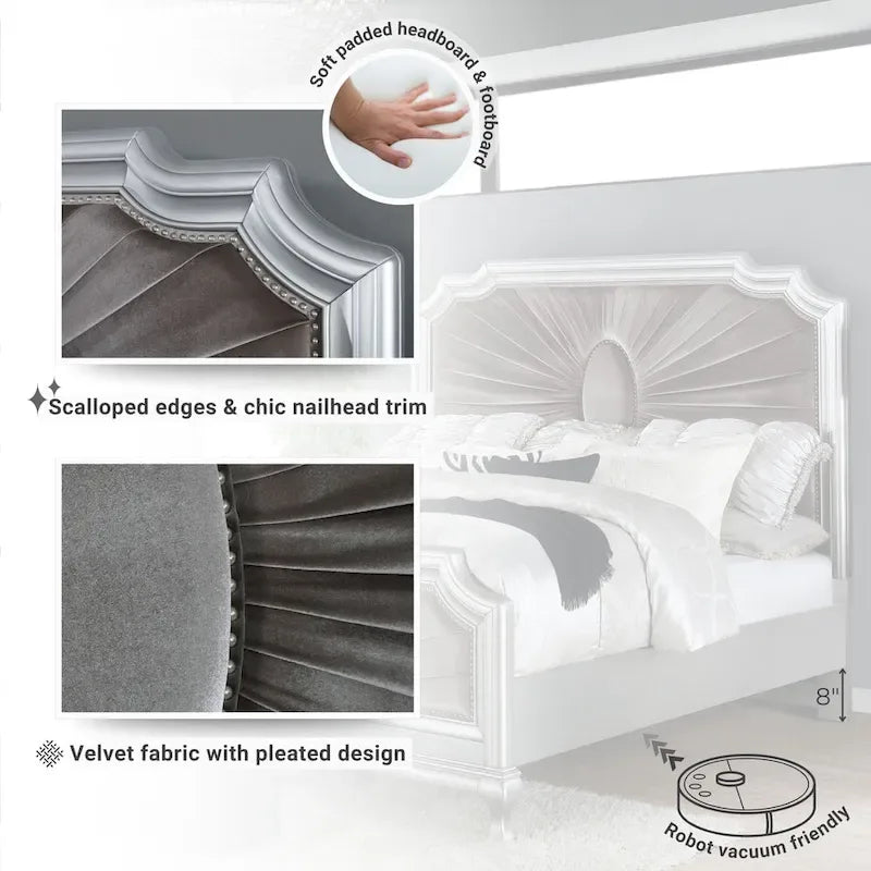 Lit Glam en bois massif avec panneaux