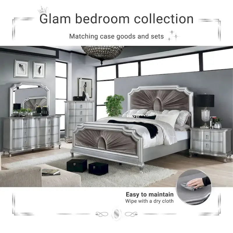 Lit Glam en bois massif avec panneaux