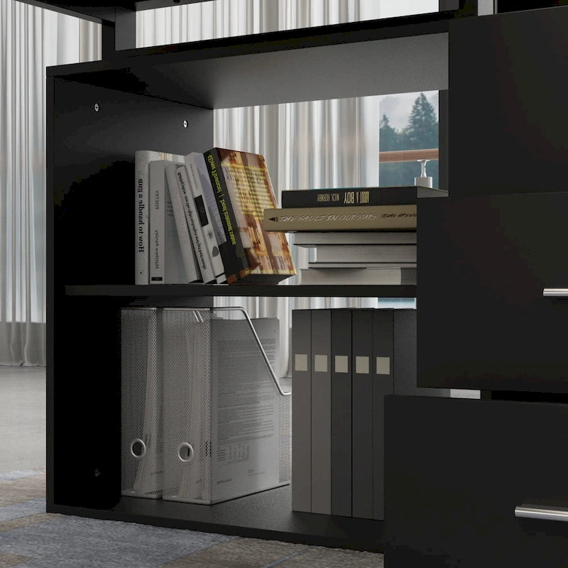 Bureau informatique d'angle en L de 55 pouces avec tiroirs