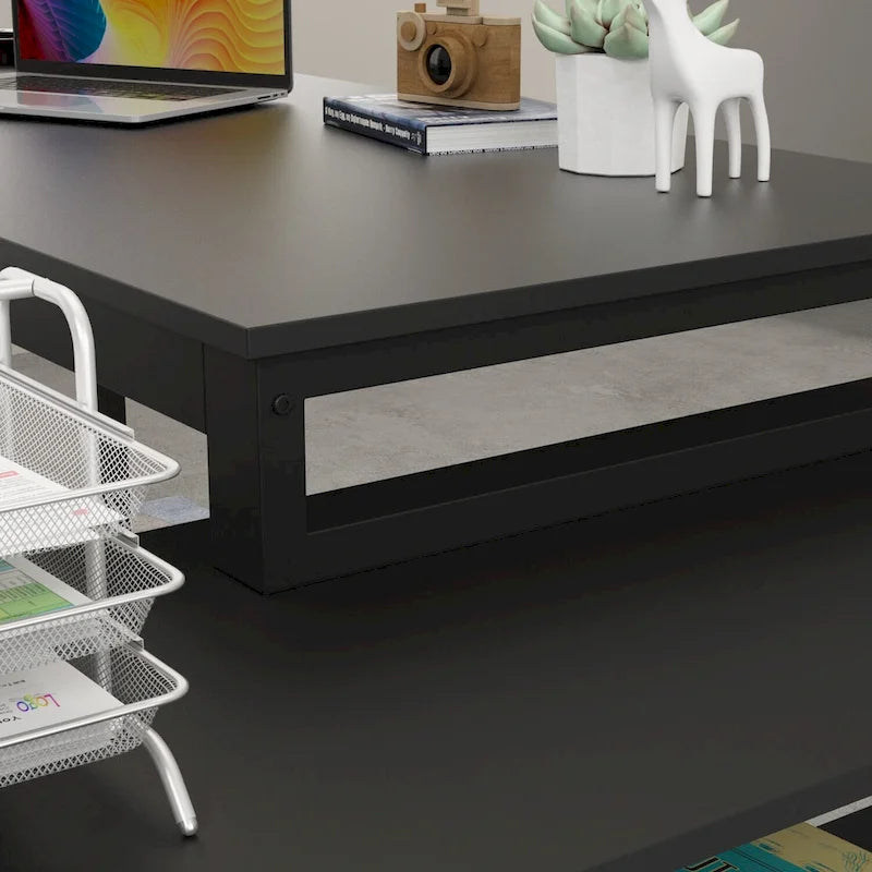 Bureau informatique d'angle en L de 55 pouces avec tiroirs