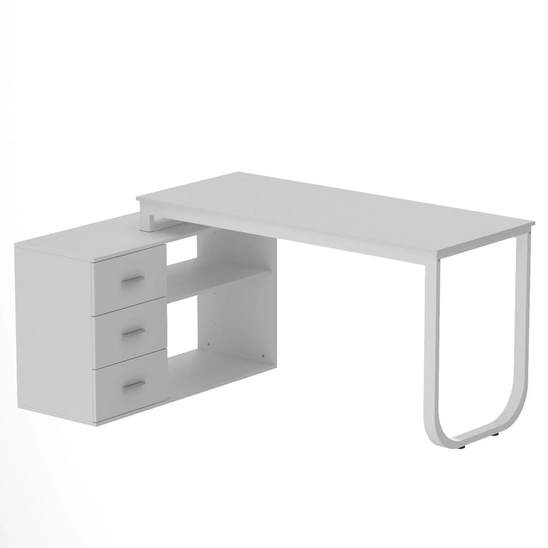 Bureau informatique d'angle en L de 55 pouces avec tiroirs