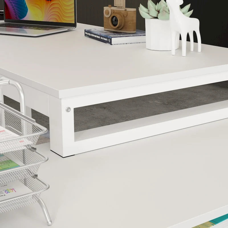 Bureau informatique d'angle en L de 55 pouces avec tiroirs